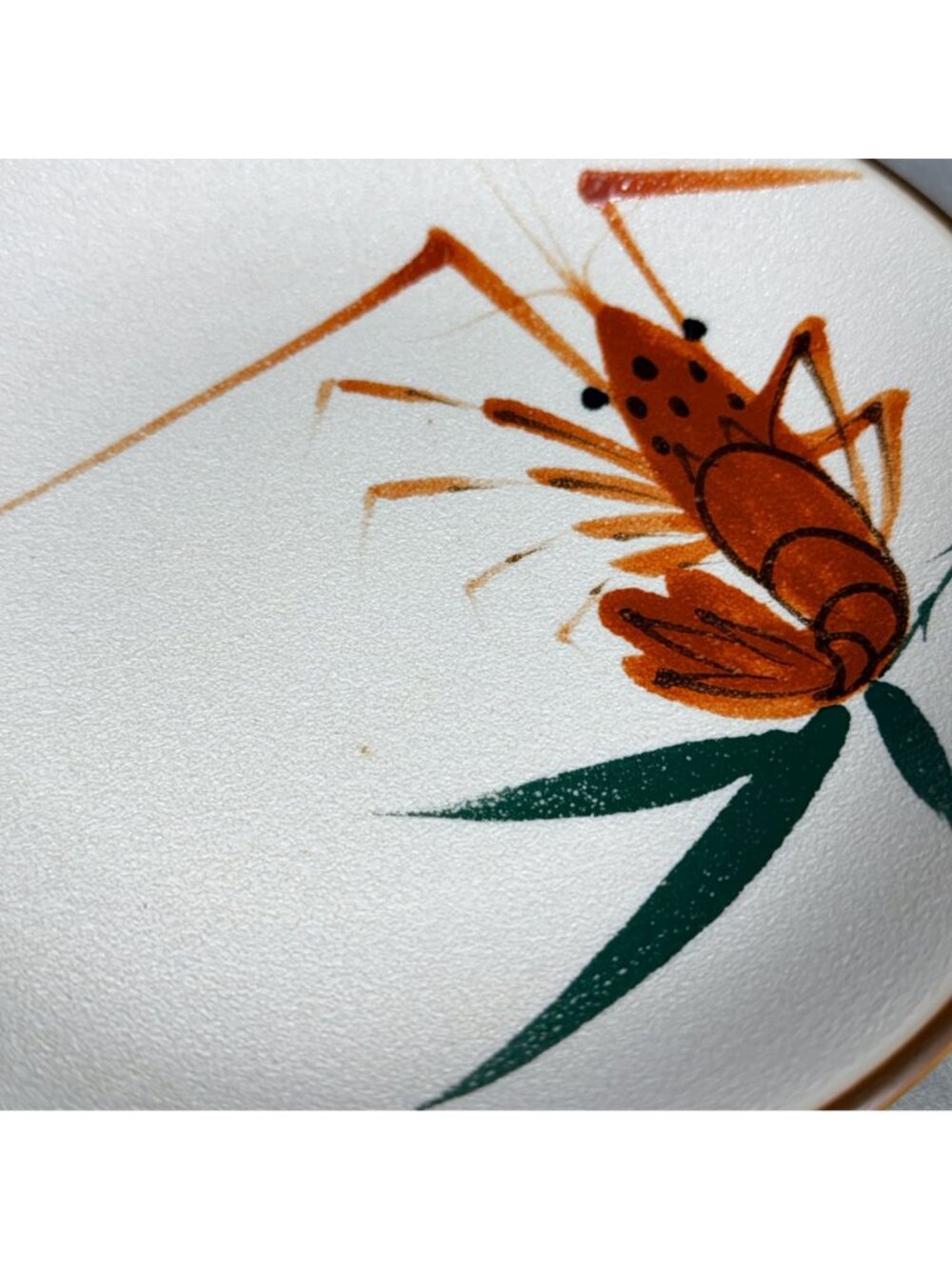 Vintage Lobster Crawfish Small Plates Set of 2 Scalloped Hand Painted Seafood - Picture 9 of 12